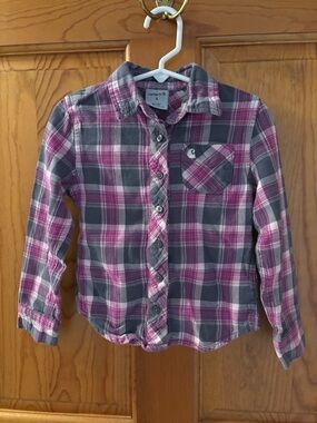 Carhartt Girls' Pink & Gray Plaid Button-Up Shirt